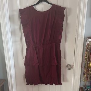 Chic Ruffle Mini Dress in Deep Red